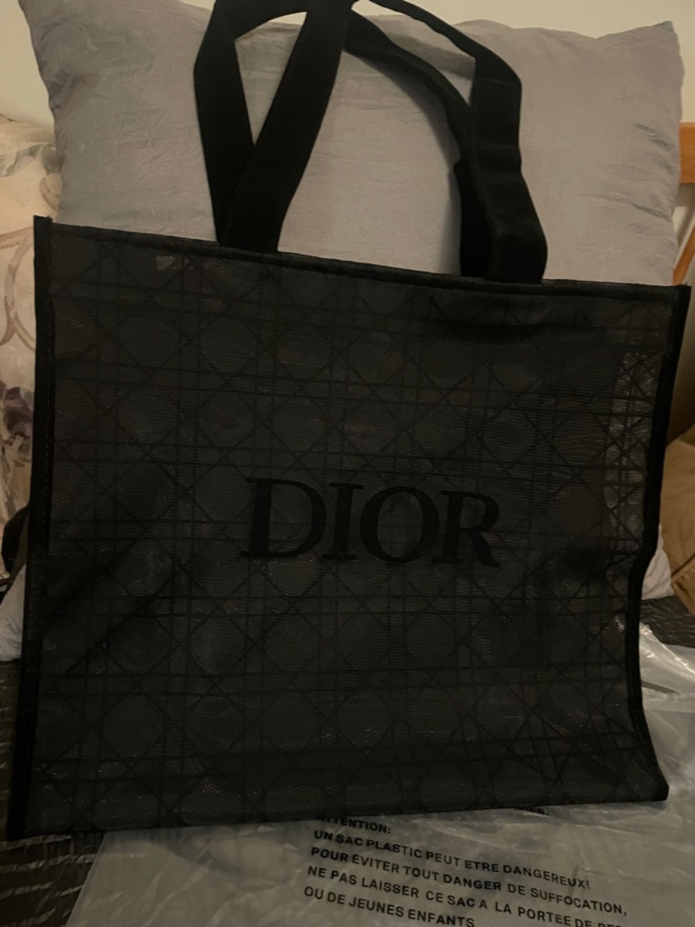 Dior Black Monogram Mesh Tote - Picture 17 of 17